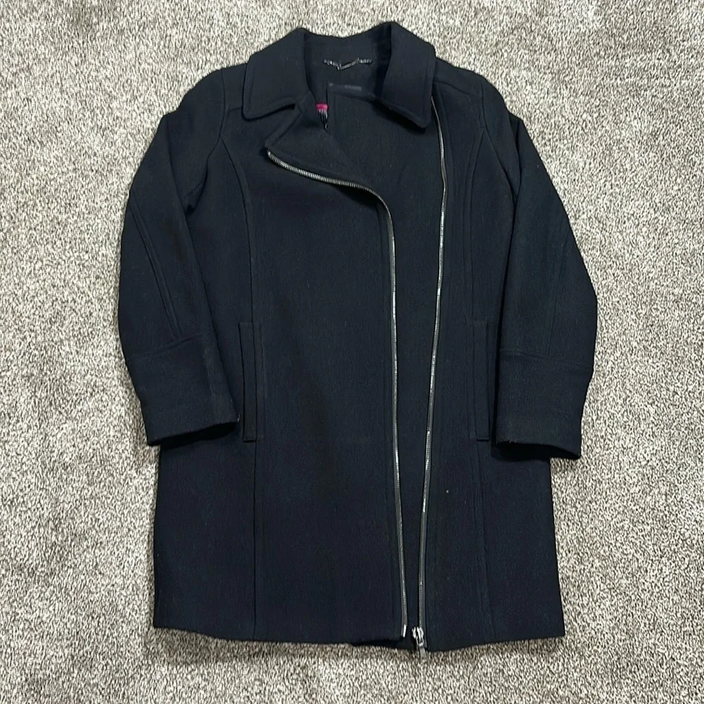 Worthington asymmetrical wool front zip coat. Black. Small. Like new. - Picture 3 of 13
